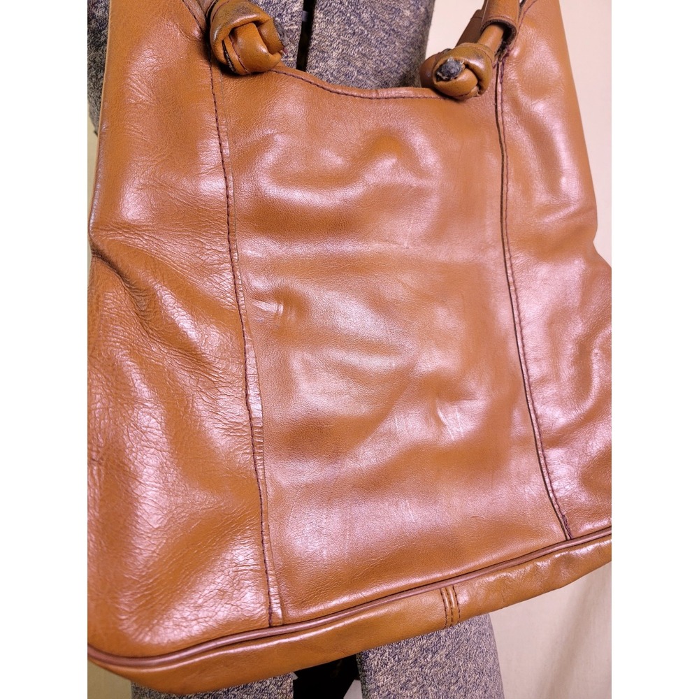 Vintage 60s 70s Brown Leather Woven Shoulder Bag Purse Brown Fall Don Quixote - Picture 6 of 16